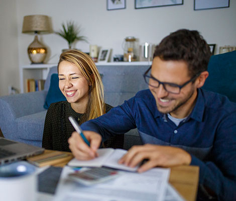 Young couple going over finances